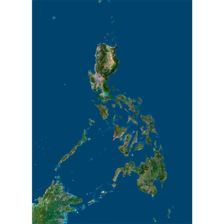 High-resolution Philippines satellite map displaying detailed topography.