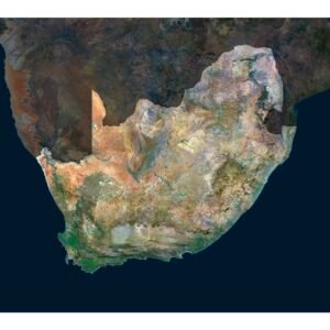 High-resolution South Africa satellite map displaying detailed topography.