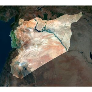 High-resolution Syria satellite map displaying detailed topography.