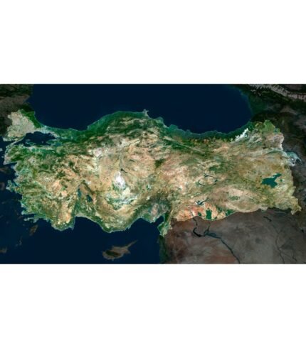 High-resolution Turkey satellite map displaying detailed topography.