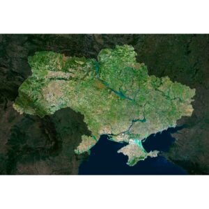 High-resolution Ukraine satellite map displaying detailed topography.