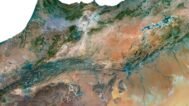 High-resolution satellite view showcasing Africa's diverse terrain and urban areas