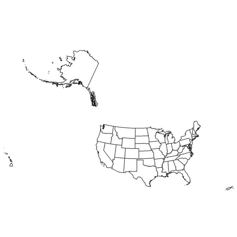 Outline Map of USA with States