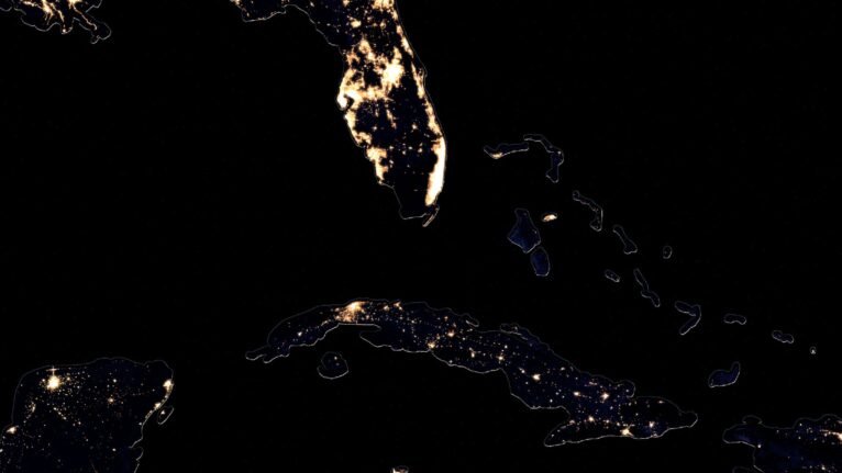 Image of North America at night