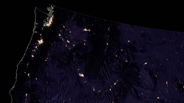 Night satellite view of USA