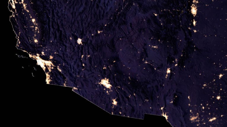 Nighttime satellite image of USA