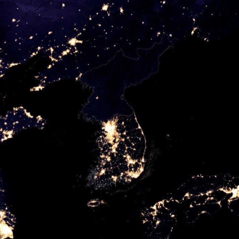 Satellite picture of Korea at night