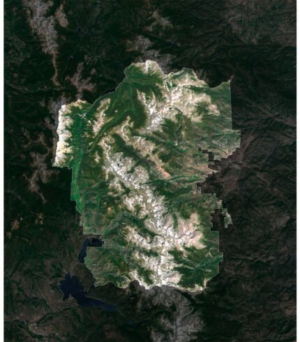 High-resolution map of Rocky Mountain National Park displaying detailed topography and trails.