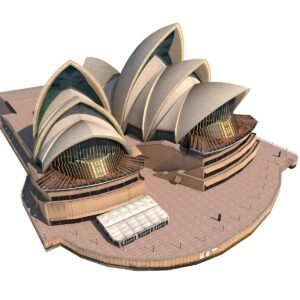 Close-up of the roof detailing on the Sydney Opera House 3D model for precision rendering.