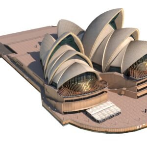 Full perspective of the Sydney Opera House 3D model, ideal for animations and renders.