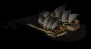 Night render of the Sydney Opera House 3D model with realistic lighting effects.