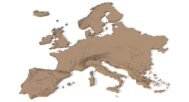 SLA 3D printer printing a high-detail Europe topographic model.