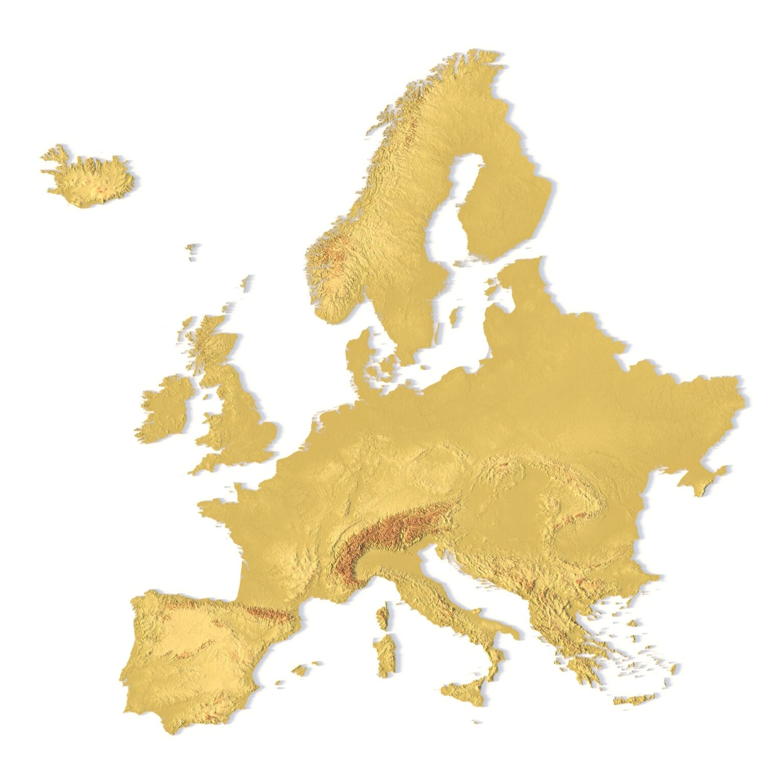 Europe Topographic Map STL for 3D Printing & CNC | 3D Model of Europe