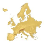 Europe 3D Print Model – Equidistant Conic Projection, Topographic Relief Map for 3D Printing & CNC