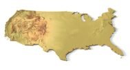 Close-up of USA 3D Topographic Map Model