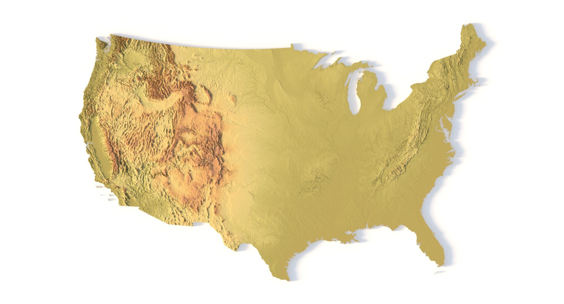 USA 48 States Topographic Map – 3D Model for 3D Printing & CNC