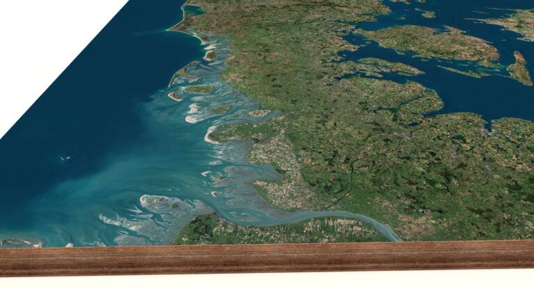 Visualization of mountains and valleys in Denmark's terrain