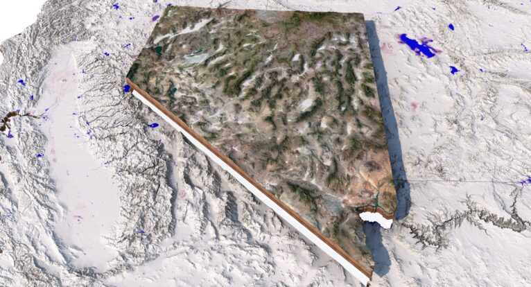 Clear state boundaries in a 3D model of the U.S.