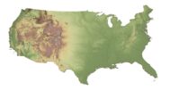 3D representation of U.S. terrain features