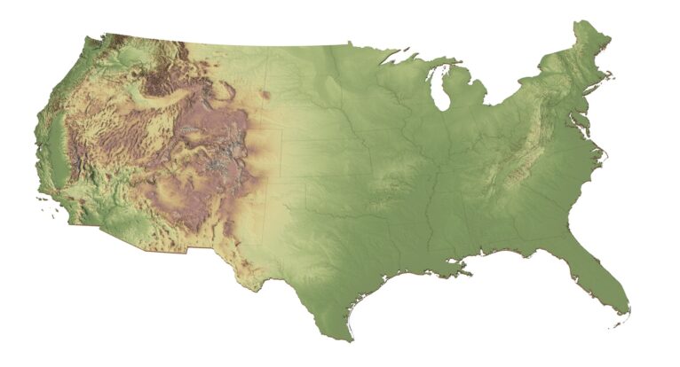 3D representation of U.S. terrain features