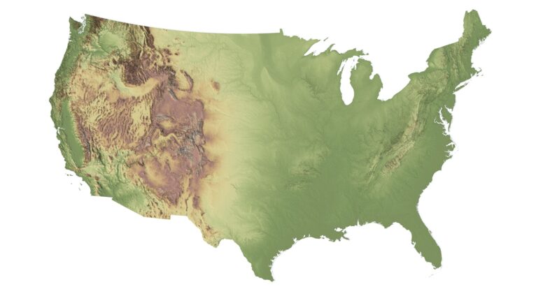 Detailed 3D geography model of the United States