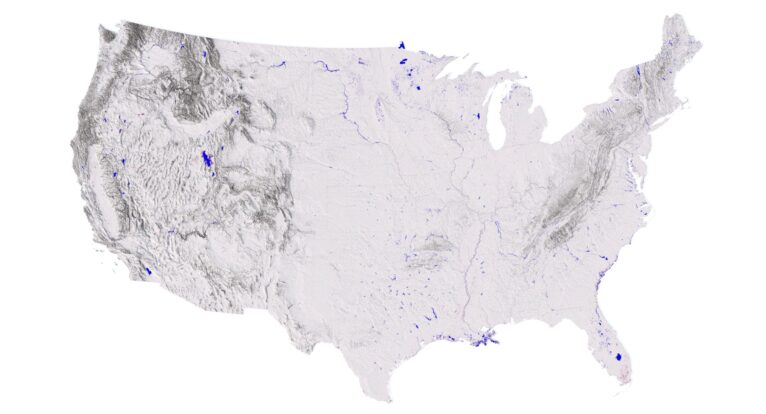 Low-poly 3D map of the contiguous 48 states