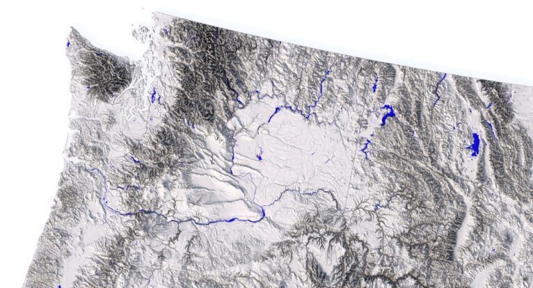 Topographic representation of the United States in 3D