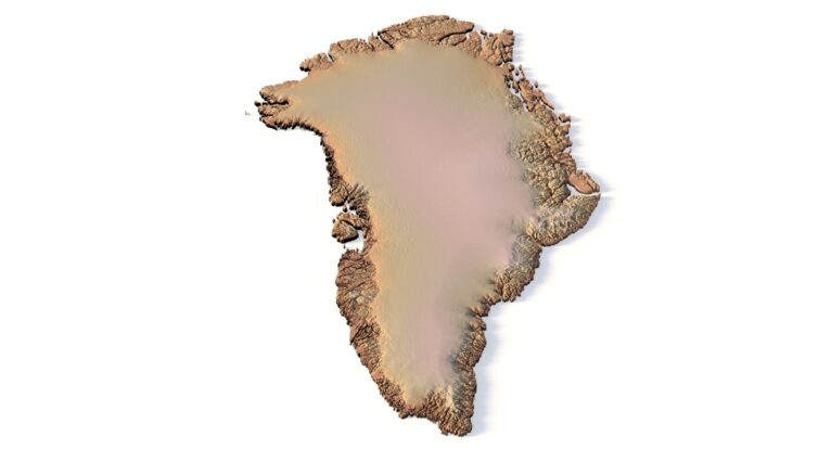 Detailed 3D model of Greenland fjords and coastlines