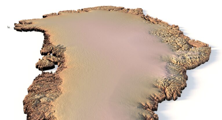 Topographic map of Greenland used in educational setup