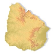 3D terrain model of Uruguay in STL format, front view