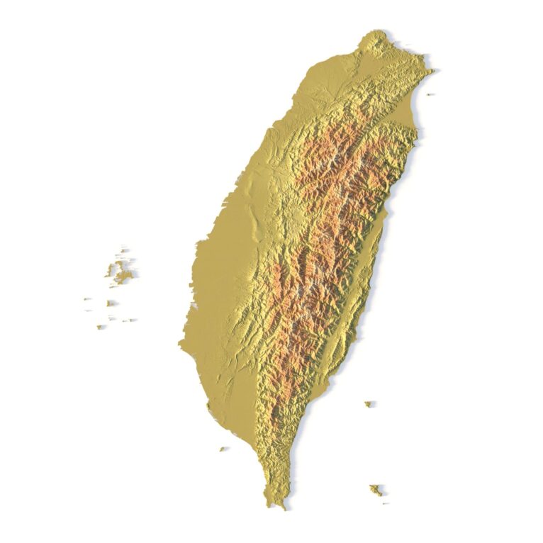 3D terrain model of Taiwan in STL format, front view