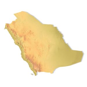 3D terrain model of Saudi Arabia in STL format, front view