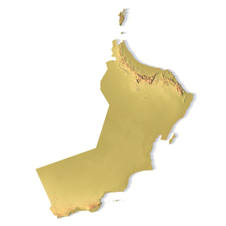 3D terrain model of Oman in STL format, front view