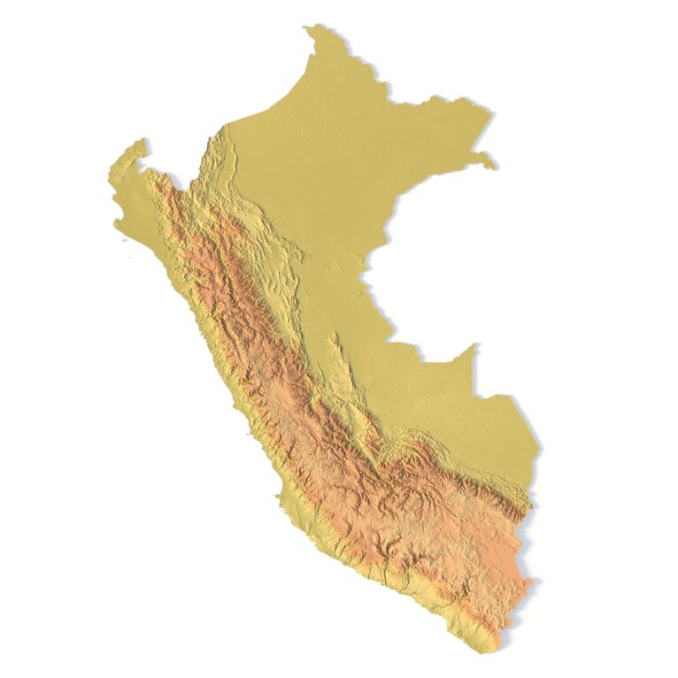 3D terrain model of Peru in STL format, front view