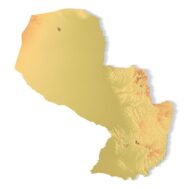 3D terrain model of Paraguay in STL format, front view