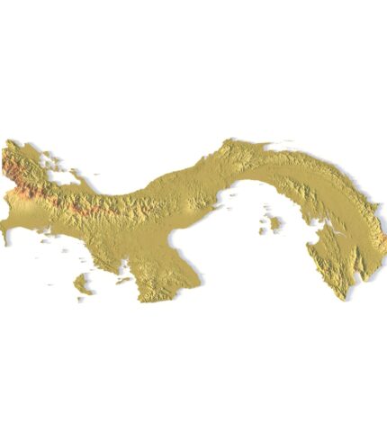 3D terrain model of Panama in STL format, front view