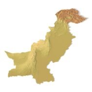 3D terrain model of Pakistan in STL format, front view