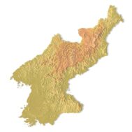 3D terrain model of North Korea in STL format, front view