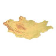 3D terrain model of Mongolia in STL format, front view