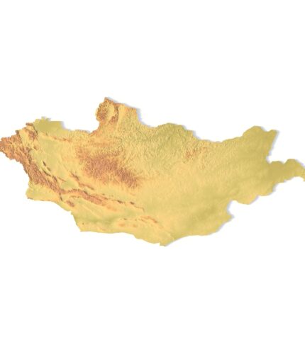 3D terrain model of Mongolia in STL format, front view
