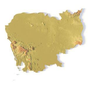 3D terrain model of Cambodia in STL format, front view