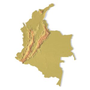 3D terrain model of Colombia in STL format, front view