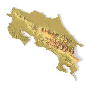 3D terrain model of Costa Rica in STL format, front view