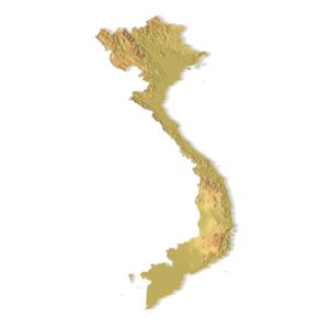 3D terrain model of Vietnam in STL format, front view