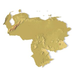 3D terrain model of Venezuela in STL format, front view