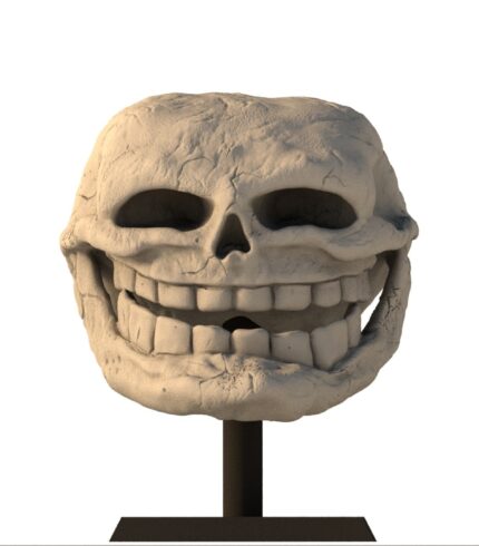 SLA printed realistic Troll Face meme skull in resin material