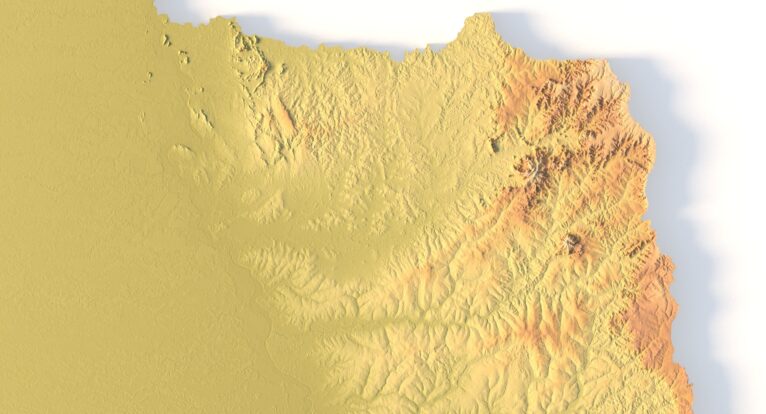 Digital elevation terrain of Paraguay in STL format