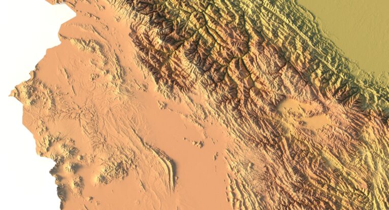 Close-up of Bolivia’s Andes terrain in STL model