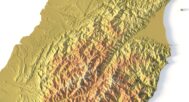 Close-up of Taiwan’s mountainous terrain in STL model