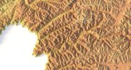 Close-up of Pamir Mountains terrain in STL model